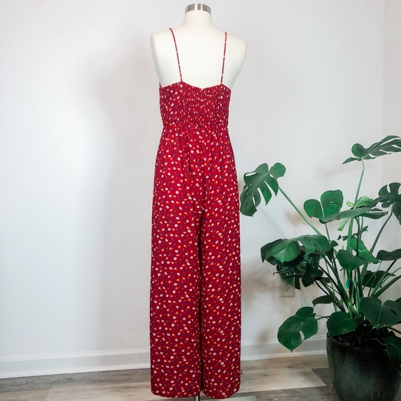 NEW Madewell wide-leg red ditsy floral jumpsuit - Picture 5 of 8